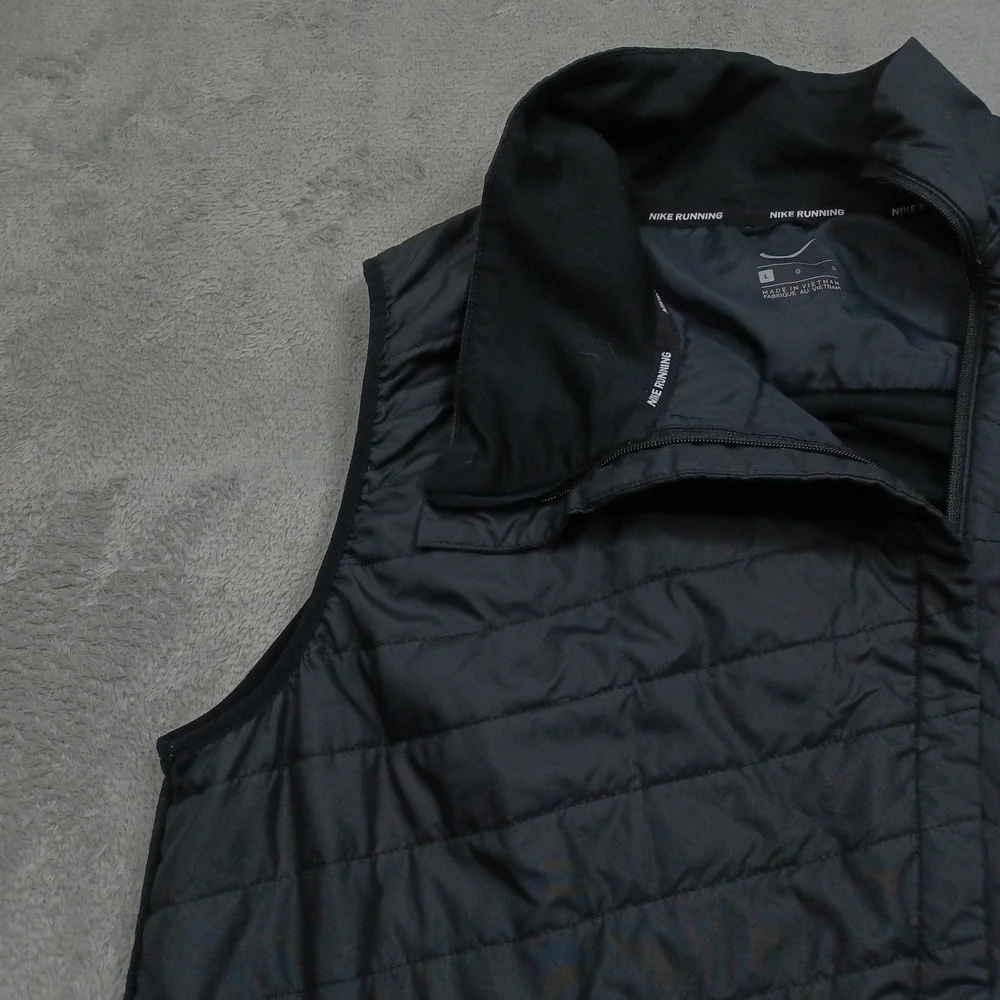 Nike Vest Womens Large Black Full Zip Running Lightweight Pockets Activewear